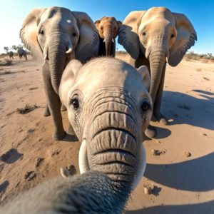 MidJourney Prompt - Animal selfie elephant