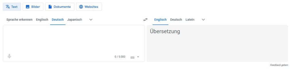 Zum Texte übersetzen recht gut, Google Translate